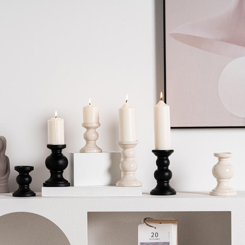 Black and white polka dot ceramic candlestick atmosphere Home decoration