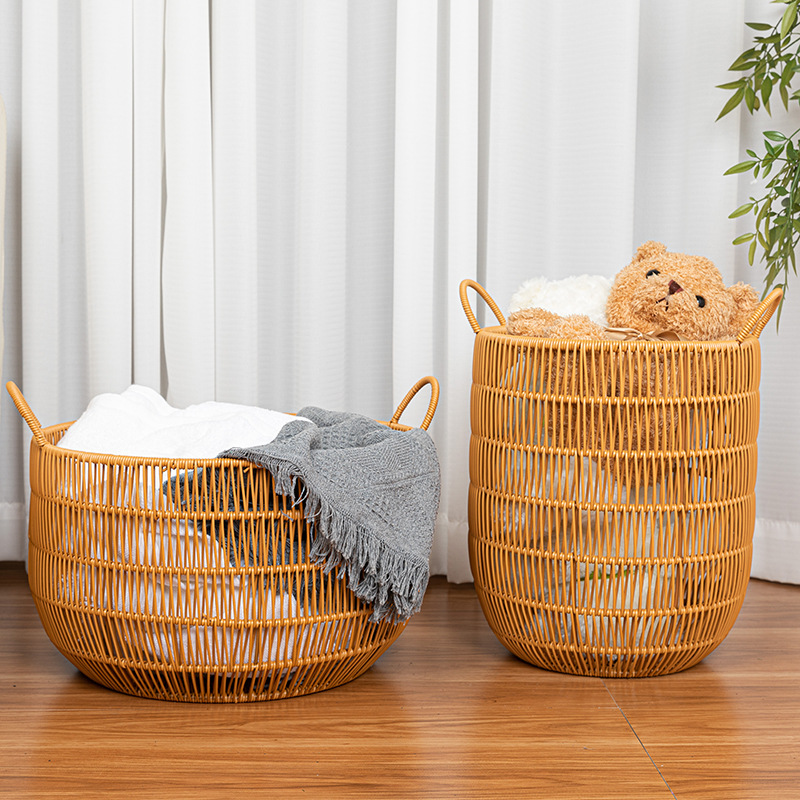 Imitation rattan woven dirty laundry basket laundry basket hotel bed and breakfast towel basket toy storage basket household laundry storage basket